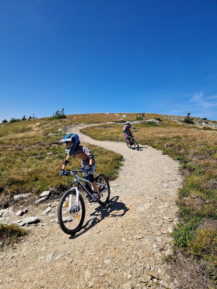 2 Mountainbiker am Trail Hochwechsel